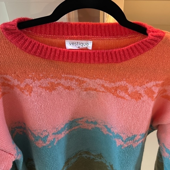 Vestique Bright Multicolor Sunset Crewneck Sweater NWT - Picture 3 of 10